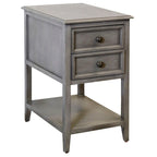 Mesa auxiliar vintage gris con dos cajones