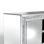 Mueble de TV de 59 pulgadas con espejo, incrustaciones de diamante triturado y gabinetes de almacenamiento