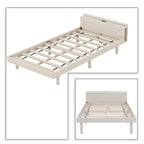 Estructura de cama de plataforma de madera tamaño Twin con puerto de carga USB