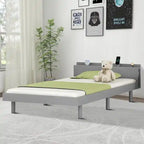 Estructura de cama de plataforma de madera tamaño Twin con puerto de carga USB