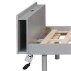 Estructura de cama de plataforma de madera tamaño Twin con puerto de carga USB