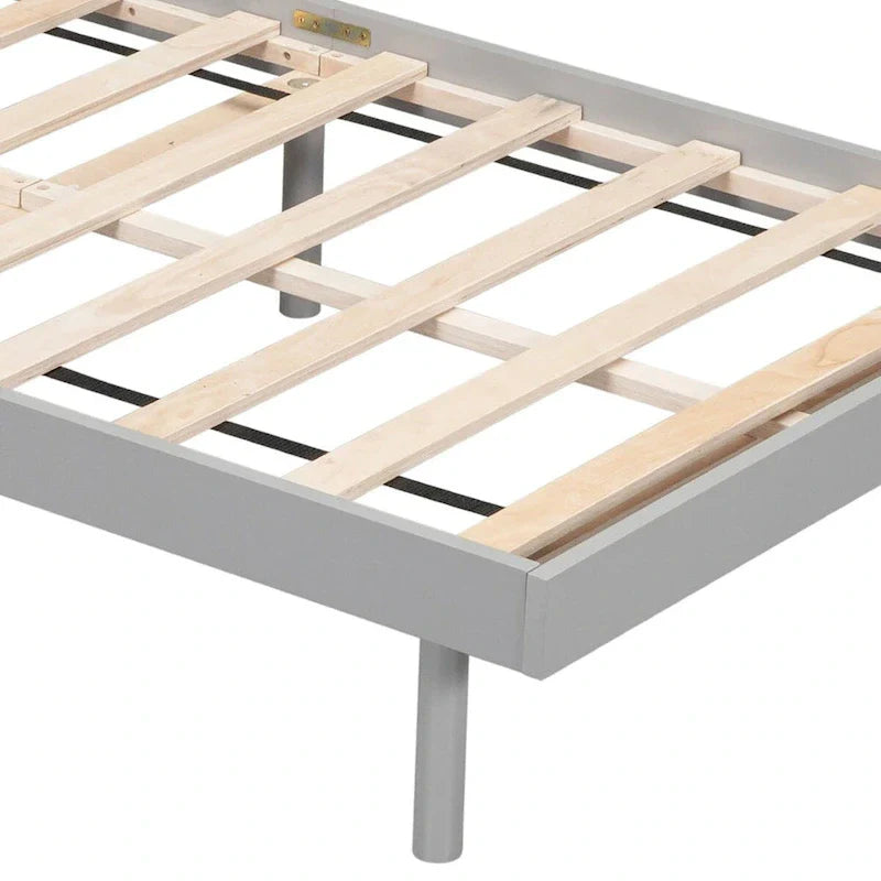 Estructura de cama de plataforma de madera tamaño Twin con puerto de carga USB