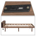 Estructura de cama de plataforma de madera tamaño Twin con puerto de carga USB