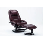 Sillón reclinable giratorio de cuero de grano superior con otomana