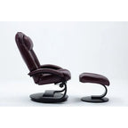Sillón reclinable giratorio de cuero de grano superior con otomana