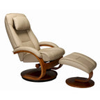 Sillón reclinable giratorio de cuero de grano superior con otomana