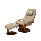 Sillón reclinable giratorio de cuero de grano superior con otomana