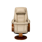 Sillón reclinable giratorio de cuero de grano superior con otomana