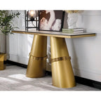 Mesa consola rectangular de vidrio de 60 pulgadas con base de metal