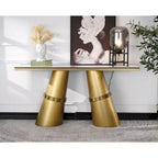 Mesa consola rectangular de vidrio de 60 pulgadas con base de metal