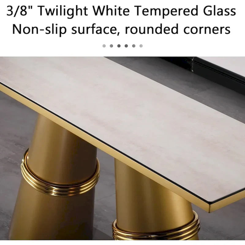 Mesa consola rectangular de vidrio de 60 pulgadas con base de metal