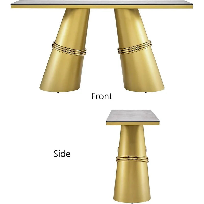 Mesa consola rectangular de vidrio de 60 pulgadas con base de metal