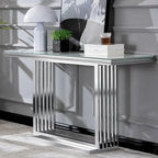 Mesa consola rectangular de vidrio de 60 pulgadas con base de metal