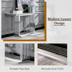 Mesa consola rectangular de vidrio de 60 pulgadas con base de metal