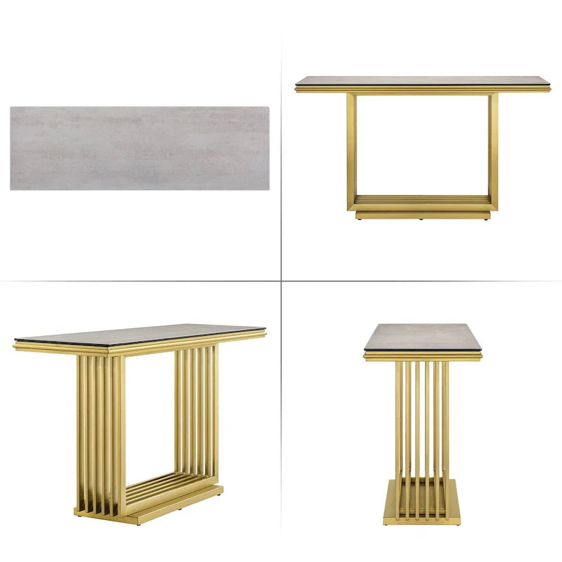 Mesa consola rectangular de vidrio de 60 pulgadas con base de metal