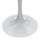 Mesa de comedor redonda con tablero de resina y pedestal de acero blanco
