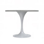 Mesa de comedor redonda con tablero de resina y pedestal de acero blanco