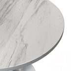 Mesa de comedor redonda con tablero de resina y pedestal de acero blanco