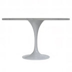 Mesa de comedor redonda con tablero de resina y pedestal de acero blanco