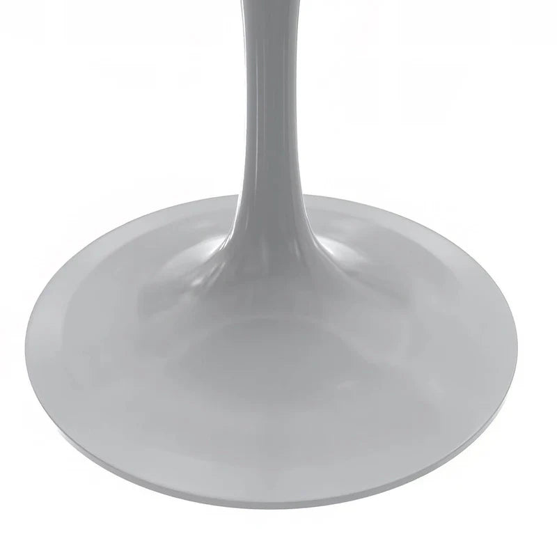 Mesa de comedor redonda con tablero de resina y pedestal de acero blanco