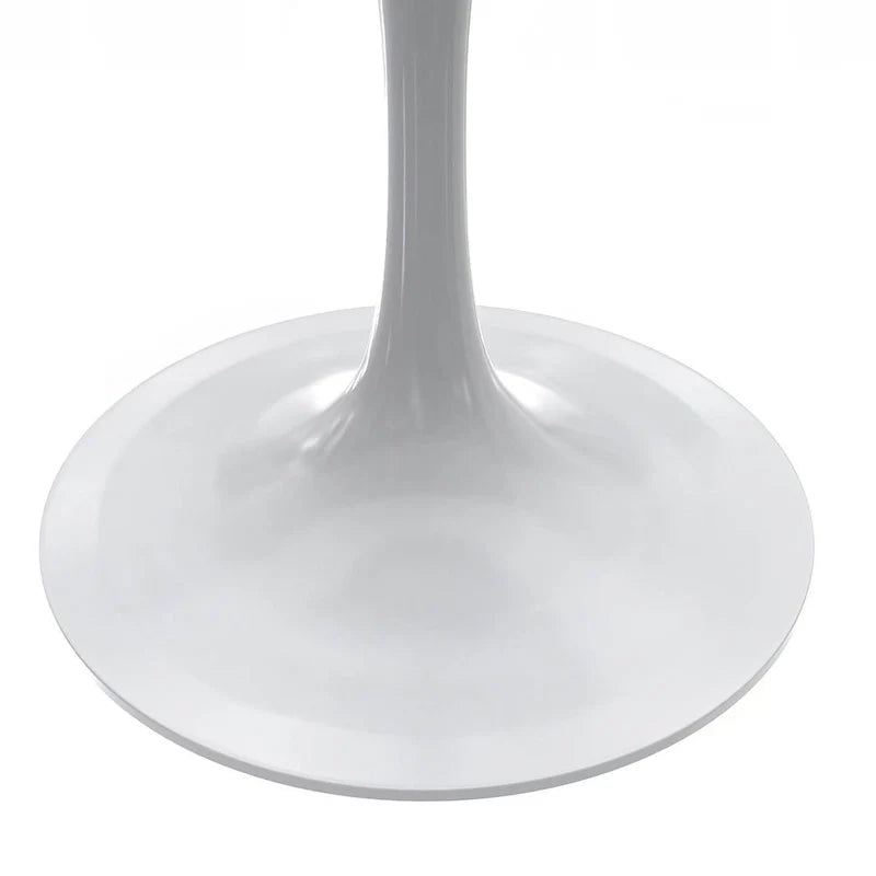 Mesa de comedor redonda con tablero de resina y pedestal de acero blanco