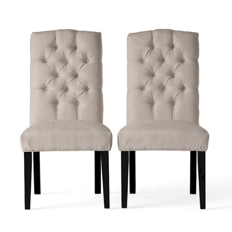 Juego de 2 sillas de comedor tapizadas con patas de madera