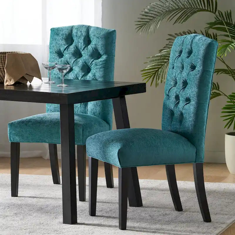 Juego de 2 sillas de comedor tapizadas con patas de madera