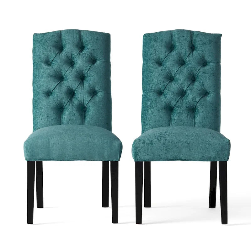Juego de 2 sillas de comedor tapizadas con patas de madera