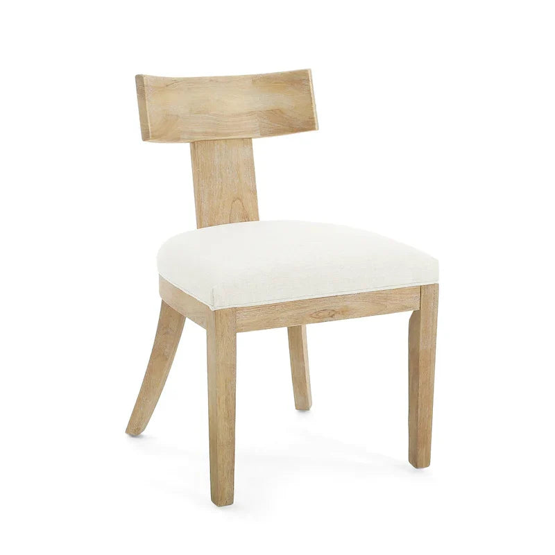 Silla de comedor tapizada con respaldo de listones de tela y madera de caucho (juego de 2)