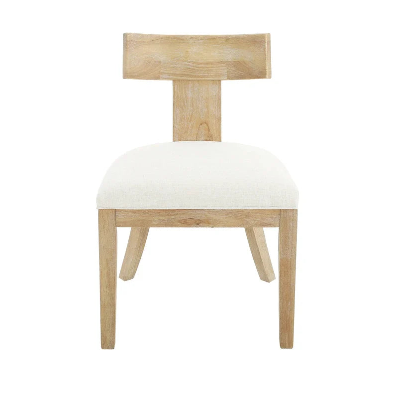 Silla de comedor tapizada con respaldo de listones de tela y madera de caucho (juego de 2)