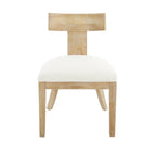 Silla de comedor tapizada con respaldo de listones de tela y madera de caucho (juego de 2)