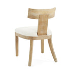 Silla de comedor tapizada con respaldo de listones de tela y madera de caucho (juego de 2)