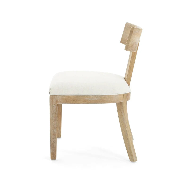 Silla de comedor tapizada con respaldo de listones de tela y madera de caucho (juego de 2)