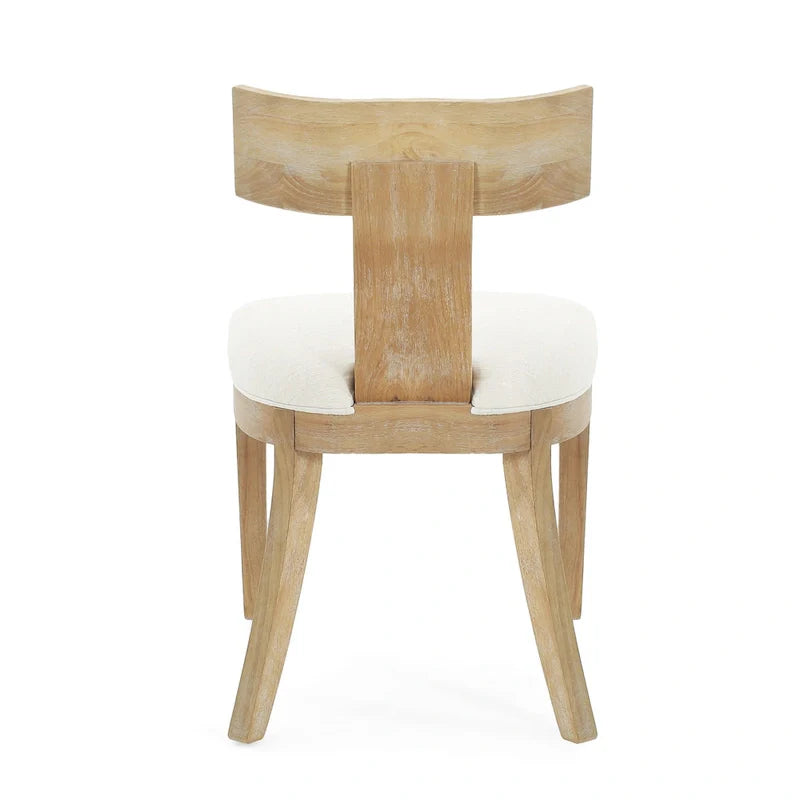 Silla de comedor tapizada con respaldo de listones de tela y madera de caucho (juego de 2)
