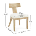 Silla de comedor tapizada con respaldo de listones de tela y madera de caucho (juego de 2)