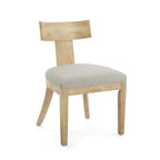 Silla de comedor tapizada con respaldo de listones de tela y madera de caucho (juego de 2)