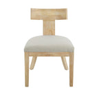 Silla de comedor tapizada con respaldo de listones de tela y madera de caucho (juego de 2)