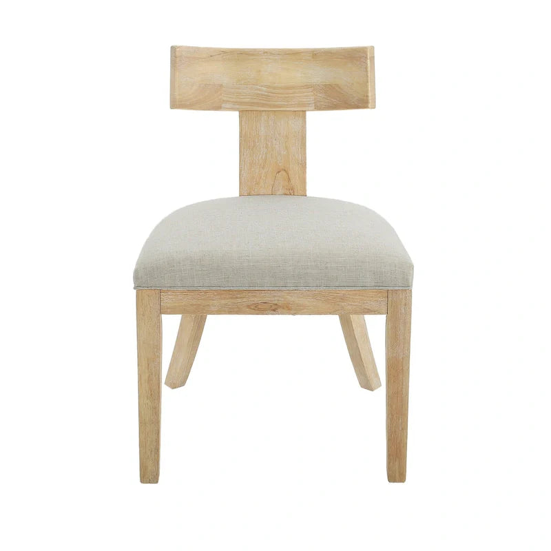 Silla de comedor tapizada con respaldo de listones de tela y madera de caucho (juego de 2)