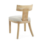 Silla de comedor tapizada con respaldo de listones de tela y madera de caucho (juego de 2)