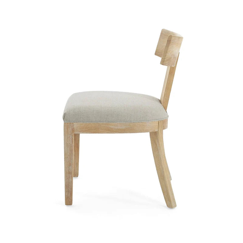 Silla de comedor tapizada con respaldo de listones de tela y madera de caucho (juego de 2)