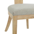 Silla de comedor tapizada con respaldo de listones de tela y madera de caucho (juego de 2)