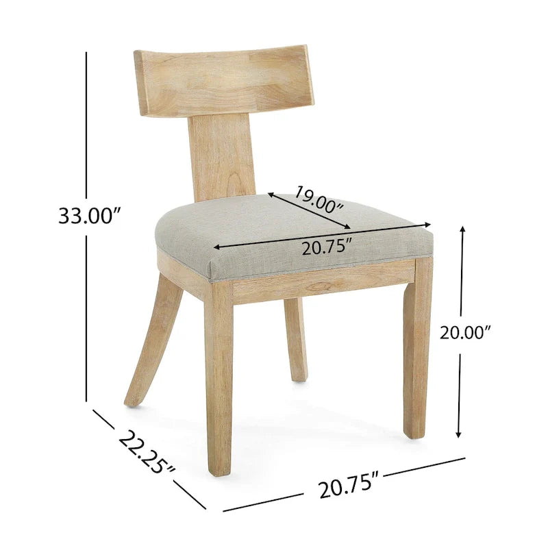 Silla de comedor tapizada con respaldo de listones de tela y madera de caucho (juego de 2)