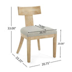 Silla de comedor tapizada con respaldo de listones de tela y madera de caucho (juego de 2)