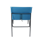 Silla de comedor minimalista de cuero con detalles de costura en azul