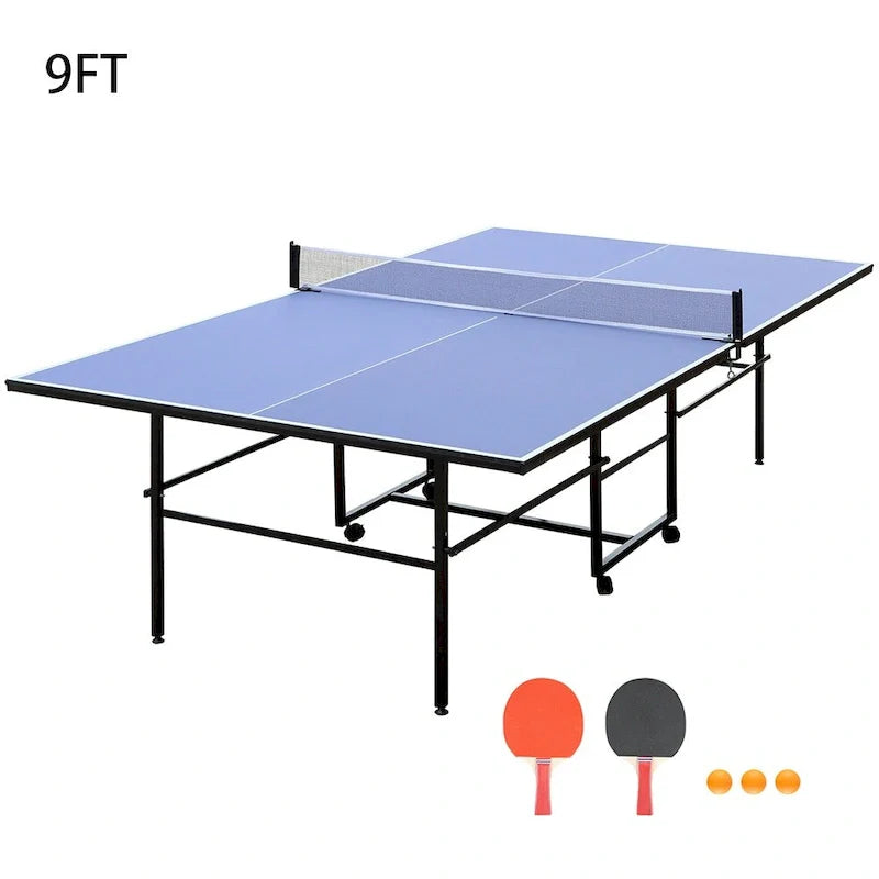 Juego de mesa de ping-pong plegable de 2,74 m con 2 paletas y 3 pelotas